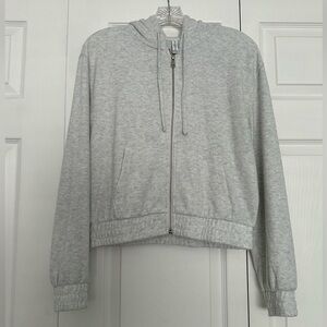 H&M Ribbed Light Heather Gray Zip-Up Hoodie - Size S - EUC